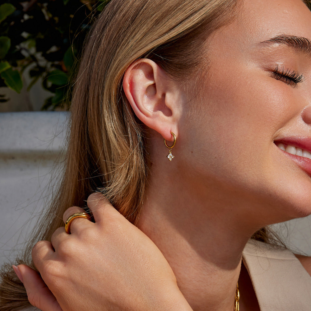 Crystal Four Leaf Clover Drop Earrings