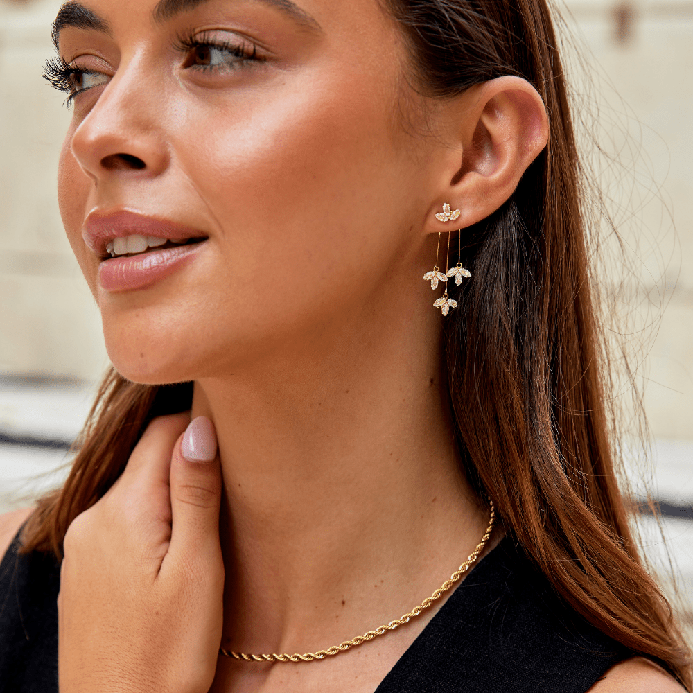 Crystal Lotus Waterfall Earrings