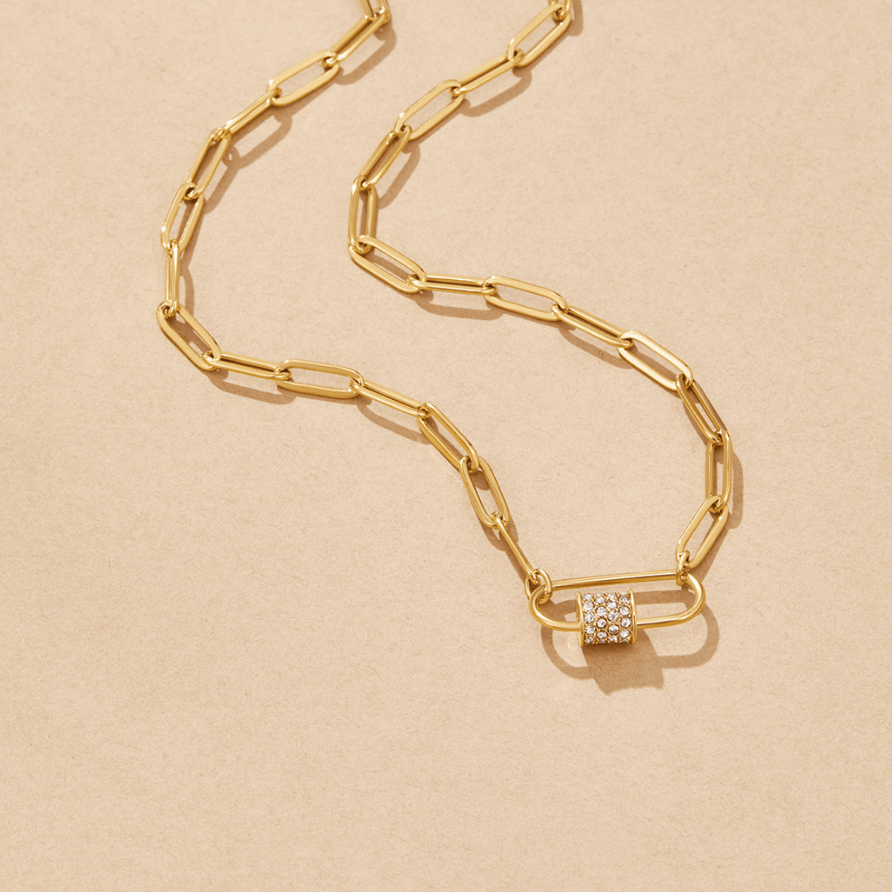 Crystal Paperclip Charm Necklace