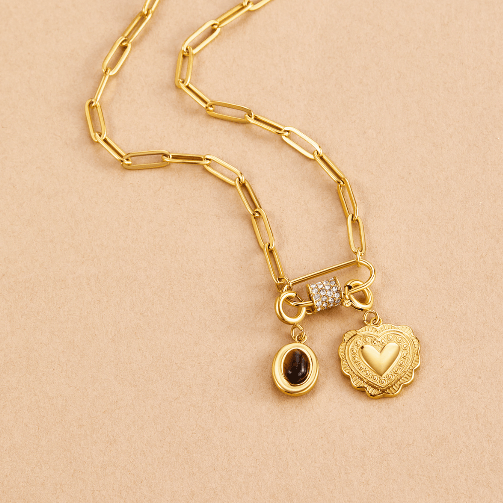 Crystal Paperclip Charm Necklace