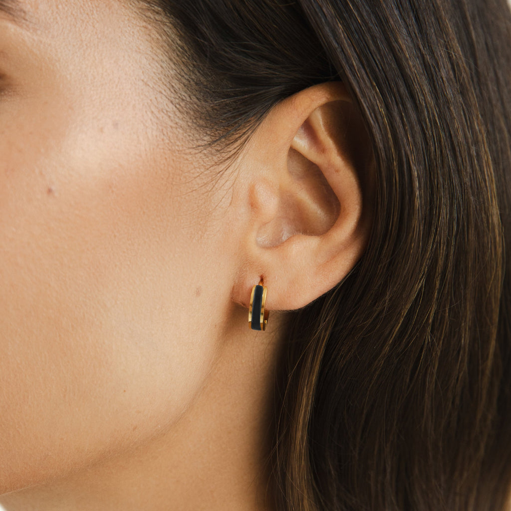 Leigh Black Hoop Earrings