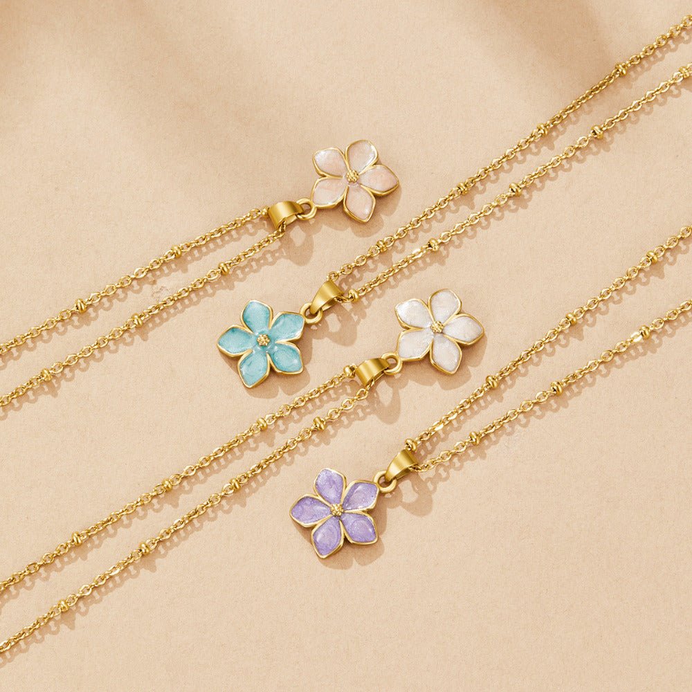 Turquoise Sakura Bloom Gold Necklace